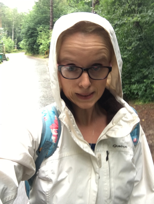 lady in raincoat in the rain